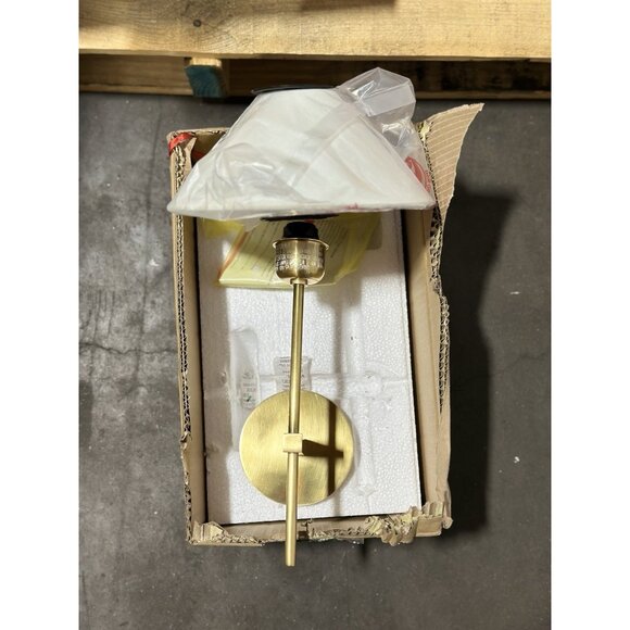 Visual Comfort Hackney Single Sconce (White Linen Shade)-Antique Brass - Picture 3 of 8